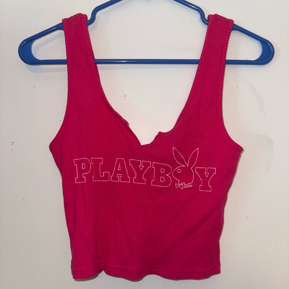 Playboy by PacSun Hot Pink Ribbed Top